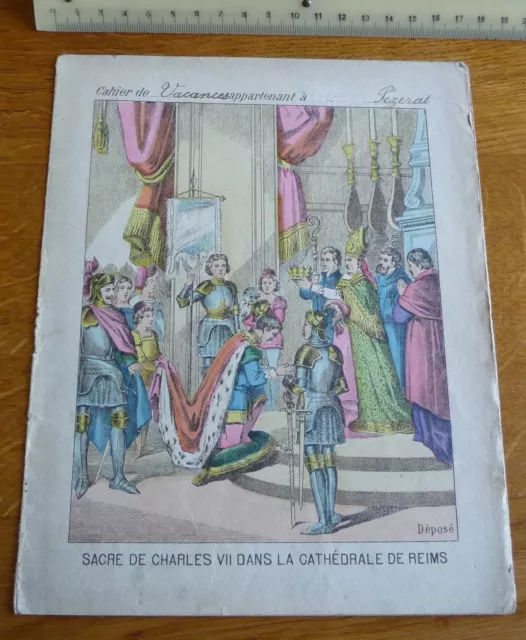 Ancien Protège-cahier Couverture "SACRE DE CHARLES VII CATHEDRALE DE REIMS"
