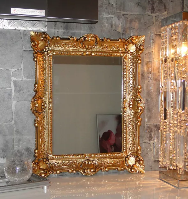 Espejo de Pared Dorado en Antiguo Barroco Baño Pasillo Vanidad 56x46