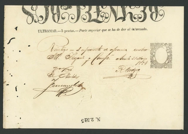 Spanish Colonial Revenue Document / Reintegros-Ultramar / Puerto Rico 1874 #19