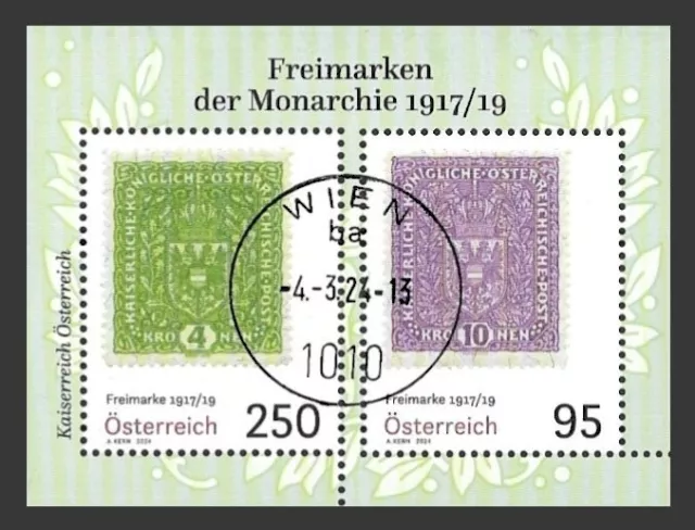 Österreich Mi.Nr. Block (2024) gestempelt/Klassikausgabe „Freimarken 1917/19“