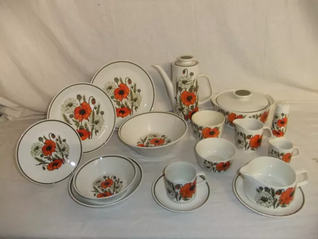 c4 Pottery Studio J & G Meakin vintage tableware - Poppy - stamps vary - 1C4A