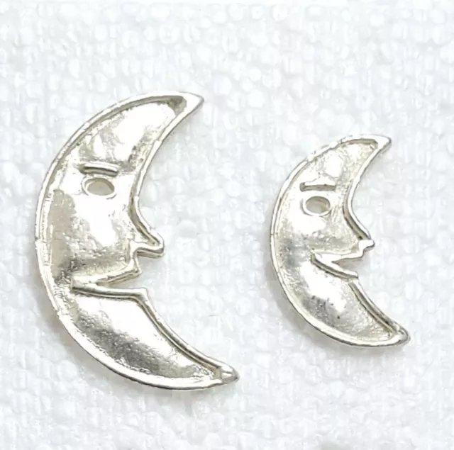 Man in Moon Face Button 23mm 32mm Metal Shank Silver Celestial Sewing Art Crafts