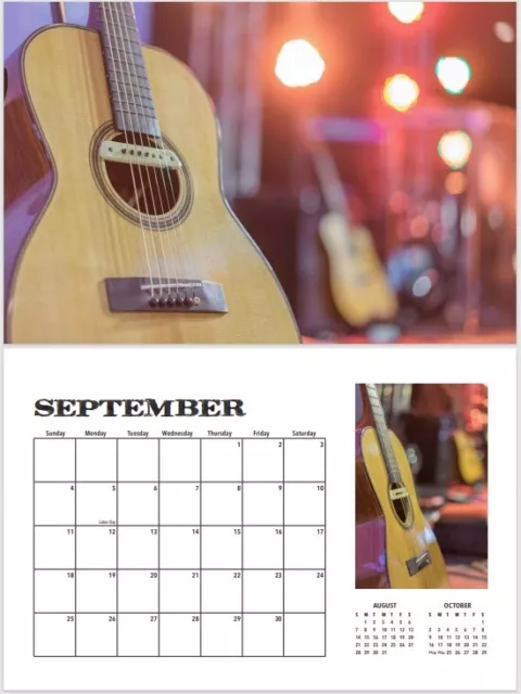 Acoustic Guitars - 2022 Wall Calendar - Brand New - Free Poster!