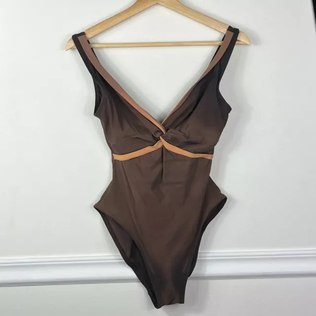 Karla Colletto Brown Ombré One Piece Front Twist One Piece Swimsuit Size 8