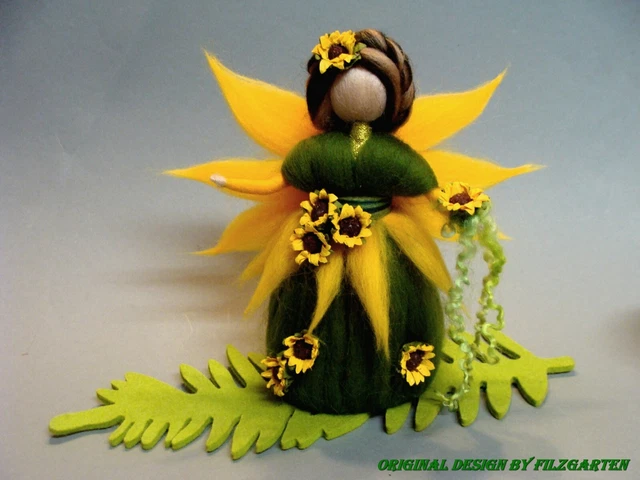 *FILZGARTEN* BLUMENKIND *SONNENBLUMEN* FEE ELFE Jahreszeitentisch MÄRCHENWOLLE