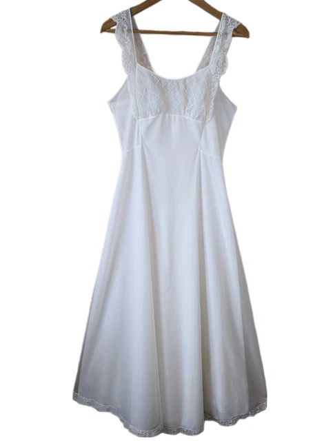 Abito da notte vintage anni '70 cravatta in nylon stile anni '40 pizzo lungo principessa galleggiante