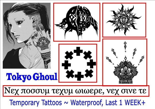 TOKYO GHOUL UTA Cosplay anime Temporary Tattoos WATERPROOF last 1WEEK+