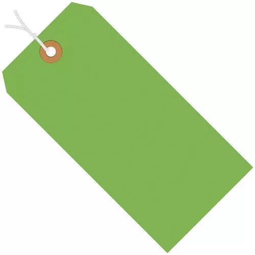 MyBoxSupply 3 1/4 x 1 5/8" Fluorescent Green 13 Pt. Shipping Tags - Pre-Strung,