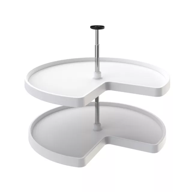 Rev-A-Shelf 32 Inch Lazy Susan Kidney Polymet 2-Shelf, White, 3472-32-11-52