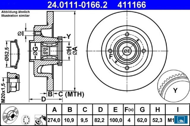 2 dischi freno Ate 24.0111-0166.2 2 dischi freno asse posteriore