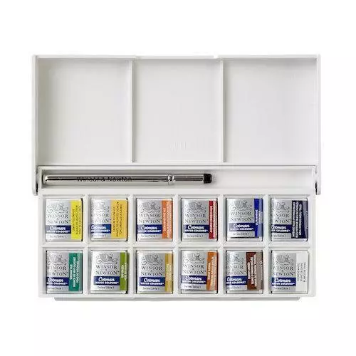 Winsor & Newton Cotman Aquarell-Set - 12 halbe Pfannen - Skizzierer Taschenbox