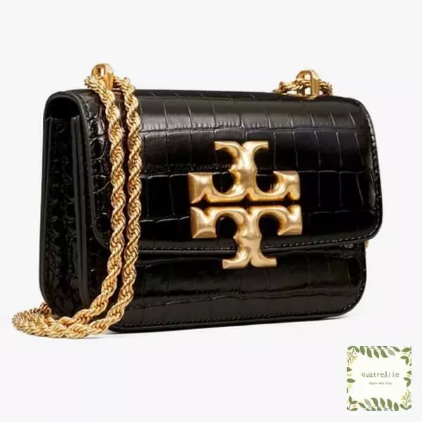 Tory Burch ELEANOR EMBOSSED SMALL CONVERTIBLE Shoulder Bag Black 77044