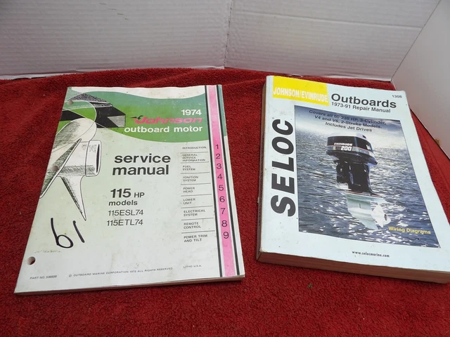 2 Boat Motor Manual Books Johnson 115HP , ( 60-235hp )