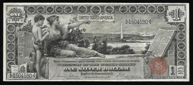 Fr. 224 1896 $1 One Dollar Educational Silver Cert Xf- Au # 316