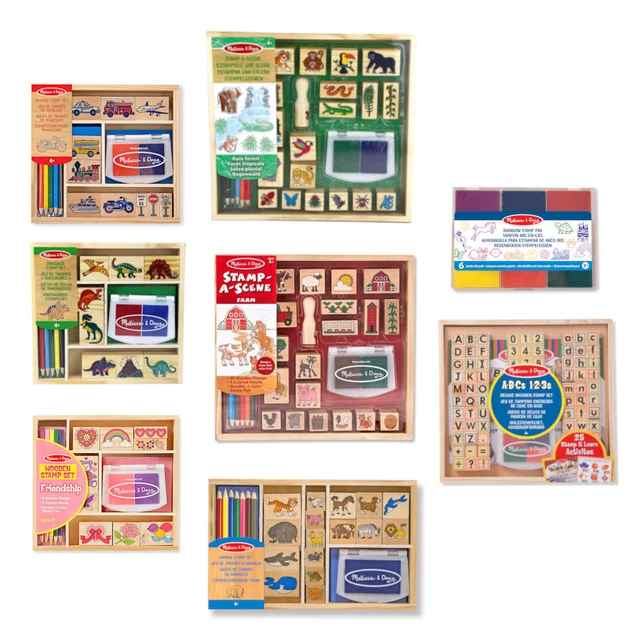 Stempelset Kinder Holz Stempel Tiere Buchstaben Fahrzeuge usw. mit Stempelkissen