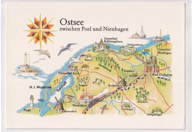 AK - (DDR) - Ostsee Zwischen Poel und Nienhagen - Landkarte - MAP - 1983