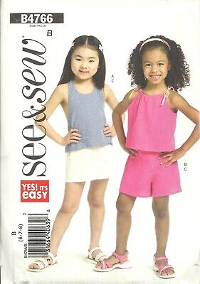 BUTTERICK See & Sew B4766 GIRL'S SIZE 6-8 TOPS & SHORTS SEWING PATTERN OOP