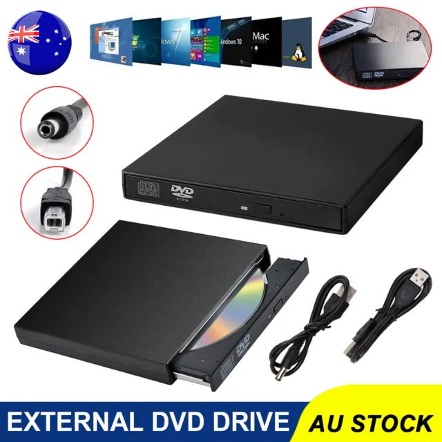 External DVD Drive USB 2.0 CD RW Burner Laptop PC Portable Optical Writer Reader