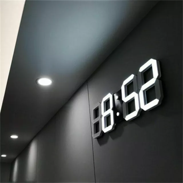 Orologio da parete 3D LED Orologio da tavolo moderno con sveglia digitale e...