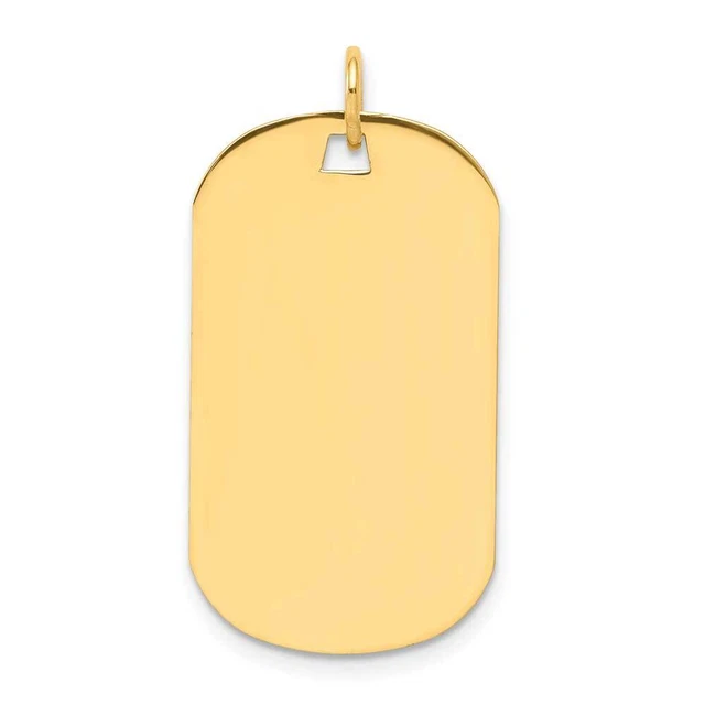 14K Gold Plain .011 Gauge Engraveable Dog Tag Disc Charm 0.7 x 1.2 in