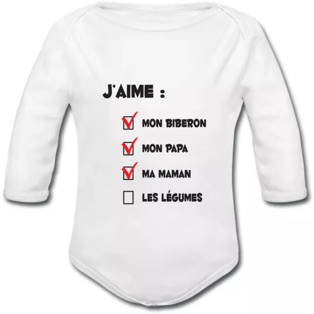 Body Bébé j'aime pas les légumes - cadeau de naissance fille garçon - humour