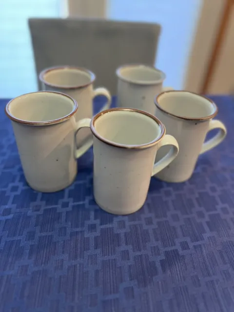 Vintage 1970s Dansk Brown Mist Rondo Stoneware Coffee/Tea Mugs Set Of 5