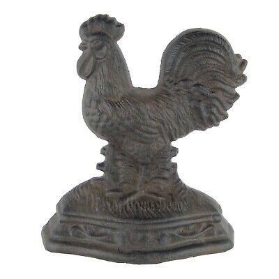 Large Rooster Doorstop Wedge Cast Iron Figurine Rustic Brown Antique Style