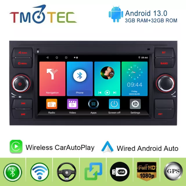 Android 13 Car Radio Stereo GPS Sat Nav For Ford Transit MK7 Head Unit Carplay