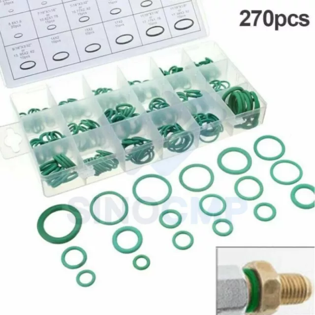 270PCS O-Ring Set HNBR A/C Assortment Oil Proof Plumbing Auto Car AC Repair Seal