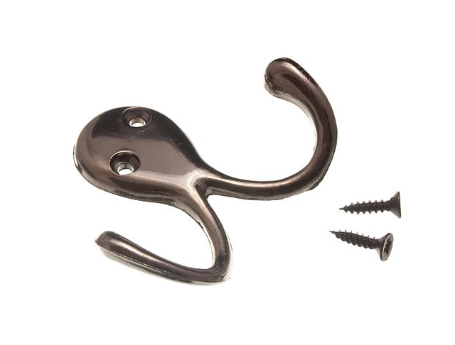100 X Twin Robe Hat Or Coat Hook Hangers Antique Brass Effect Metal Onestopdiy