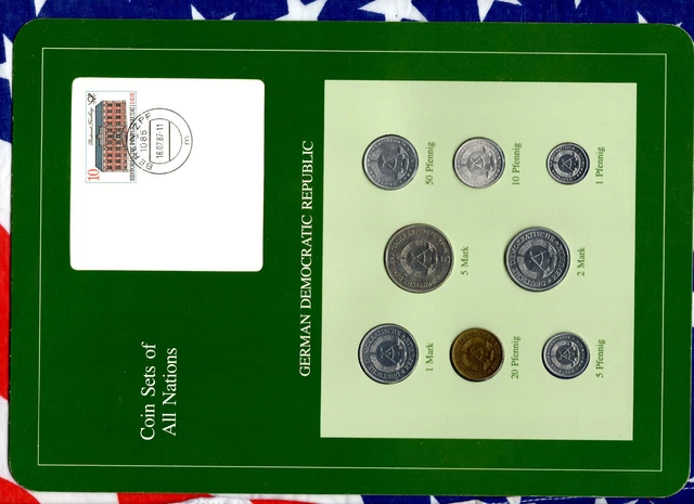 Coin sets of all nations East Germany w/c 1979-1987 UNC 2,5 Mark 1981 1 Mark 87