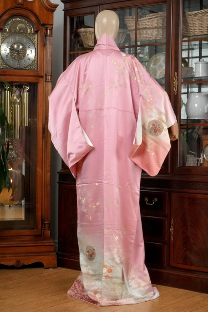 Dear Vanilla Japanese Silk Kimono Women's Robe Gown Authentic Japan Vintage Mint 11