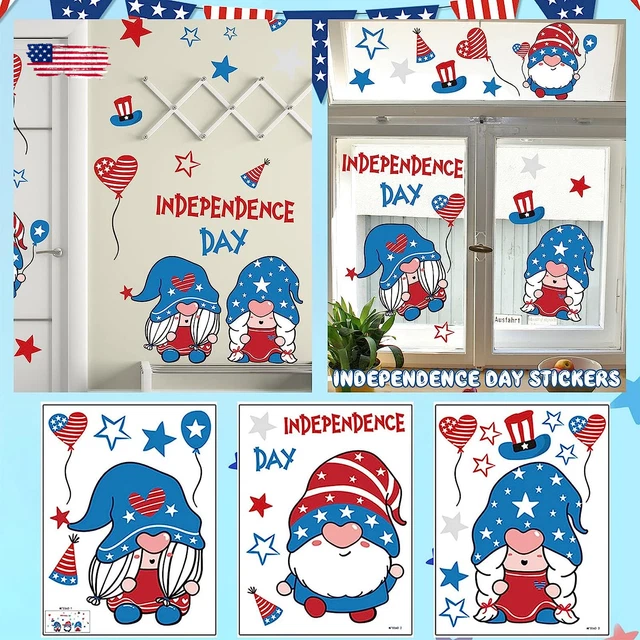 Ventana Patriótica Adherente Día de la Independencia Decoraciones 3 Hojas Pegatina 4 de Julio