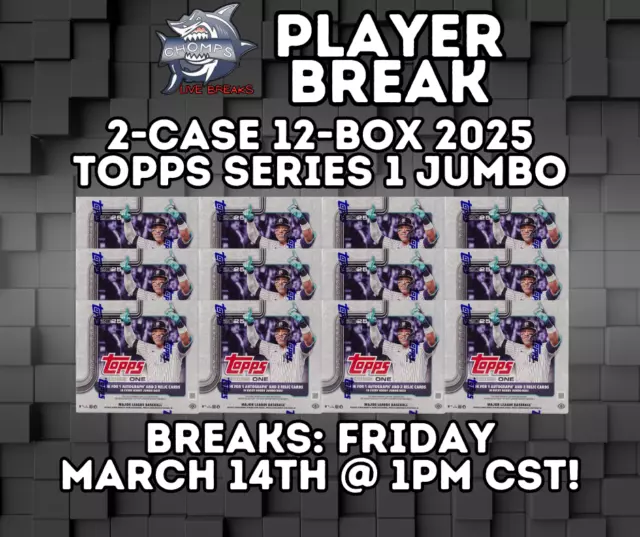 TYLER LOCKLEAR 2025 Topps Series 1 2-Case 12-Box Jumbo PLAYER BREAK #3