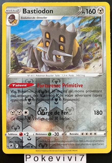 Carte Pokemon BASTIODON 110/189 Holo REVERSE Epée et Bouclier 10 EB10 FR NEUF