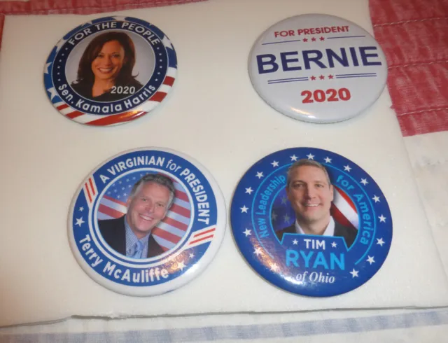 2020 Kamala Harris Bernie Sanders T-Mack Tim Ryan Campaign Buttons Pins Pinbacks