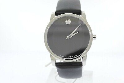Men's Movado 0606502 Museum Black Dial Black Leather Watch