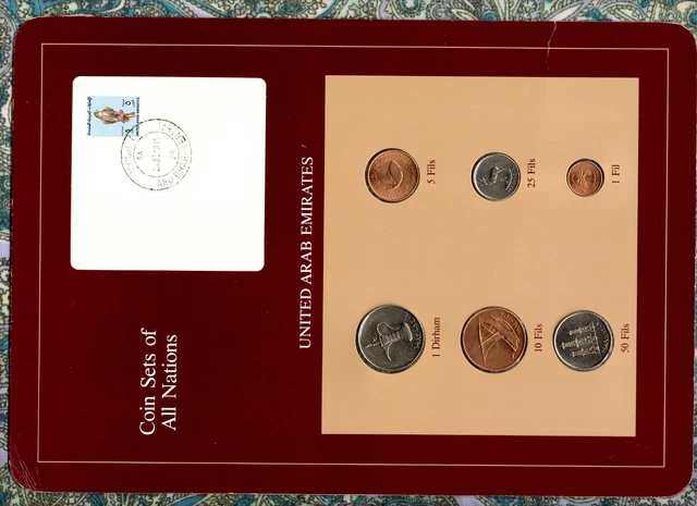 Coin Sets of All Nations UAE United Arab Emirates UNC 1975-1989 Falcon 1 Fil 75