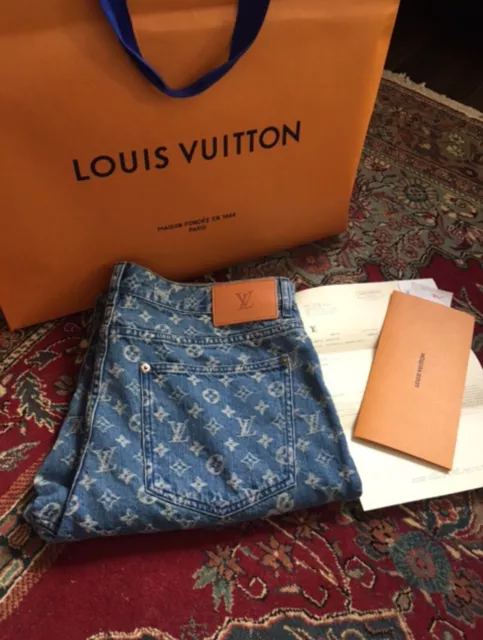 Louis Vuitton Supreme Collaboration Jacquard Silk Pajama Pants Size 42 White Rayon67% Silk33%