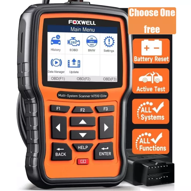 FOXWELL NT510 Elite For BMW Full System Diagnostic TPMS SRS ABS DPF OBD2 Scanner