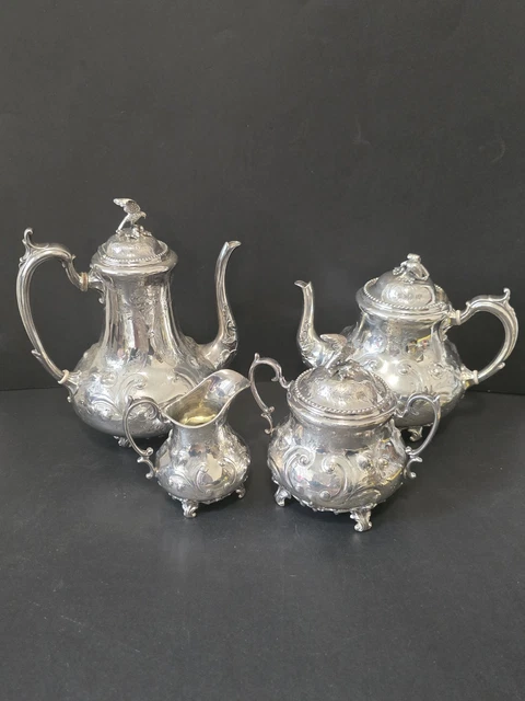 ANTIQUE JAMES DEAKIN & Sons Sheffield 4-piece Tea Coffee Service