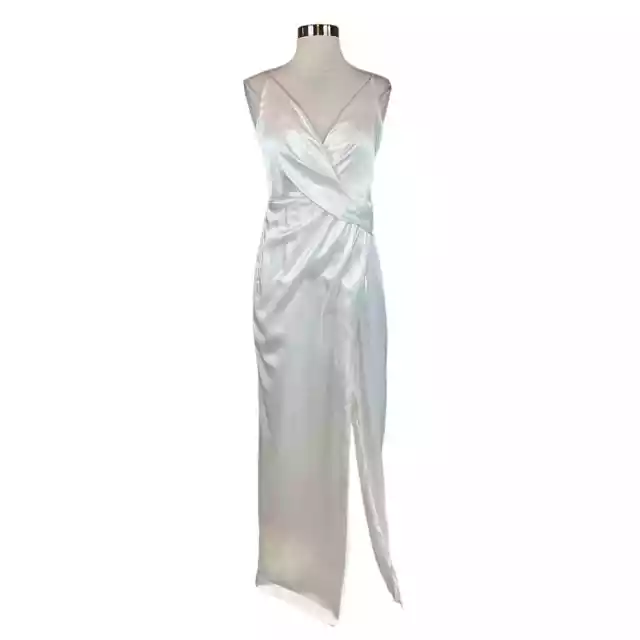 Aidan Mattox Women's Formal Dress White Satin Sleeveless Evening Gown Size 12