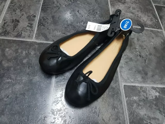 NEW WOMENS PRIMARK Flat Black Pumps Dolly Shoes Size 7 40 5.00