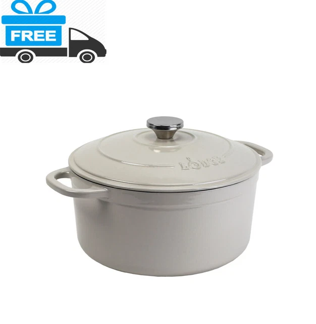 Lodge 5.5 Quart Enameled Cast Iron Dutch Oven, Oyster........
