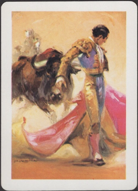 Playing Cards Single Card Old Vintage Wide BULLFIGHTING MATADOR Artist Signed  C