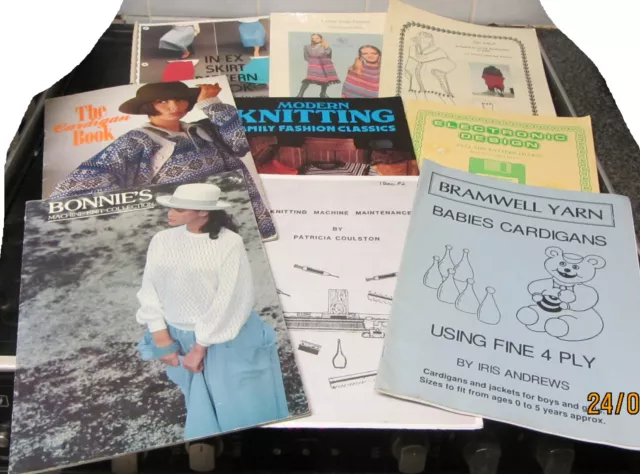 9 Assorted Machine Knitting Books & Patterns, Inc. Tops, Skirts & Babies Cardys