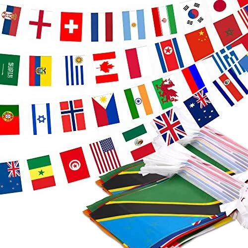 200 Countries String Flag 2 Pack, 184 ft International Flags Bunting Banner,