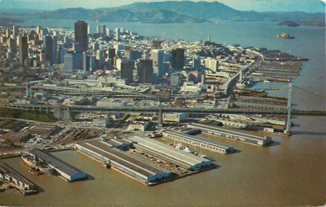 San Francisco CA California Skyscrapers Waterfront Aerial View Postcard