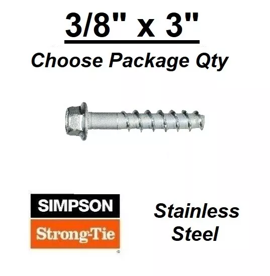 3/8" x 3" Stainless Steel THD373000H4SS Titen HD HeavyDuty Concrete Screw Anchor