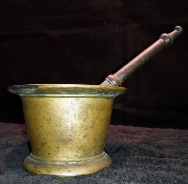 Antique Solid Bronze Mortar & Pestle